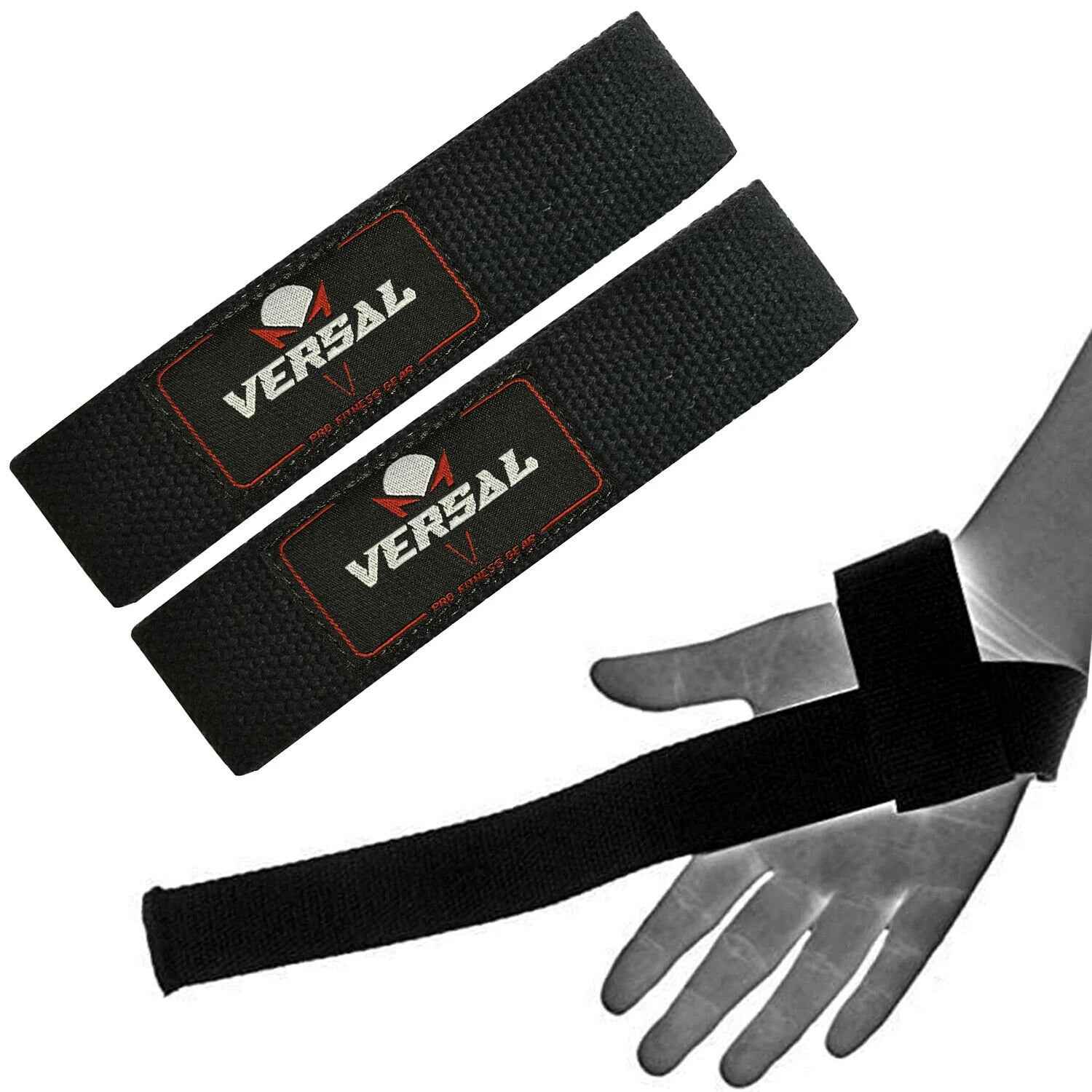 Padded Weight Lifting Training Gym Straps Hand Bar Wrist Support Wrap Black