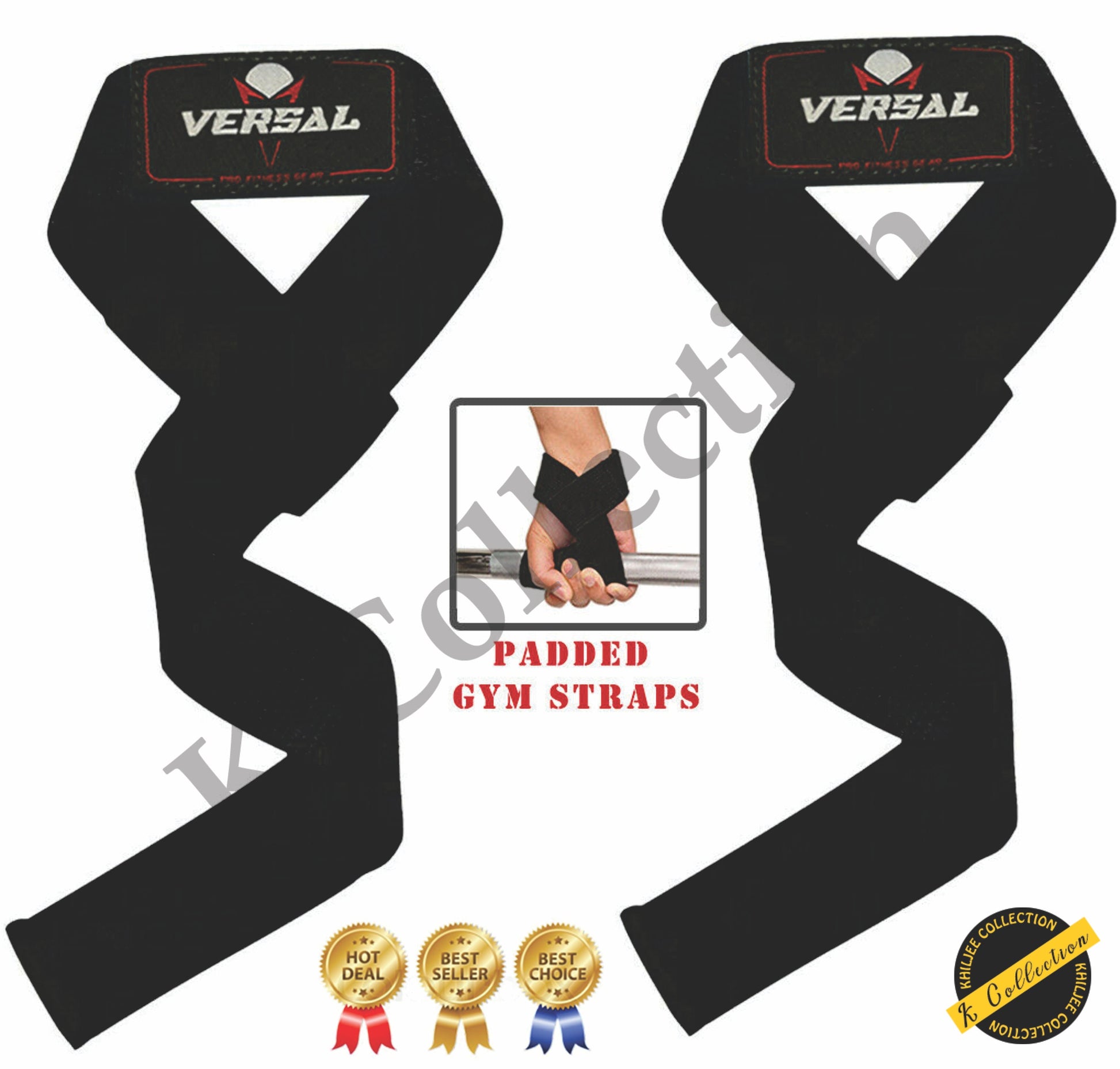Padded Weight Lifting Training Gym Straps Hand Bar Wrist Support Wrap Black